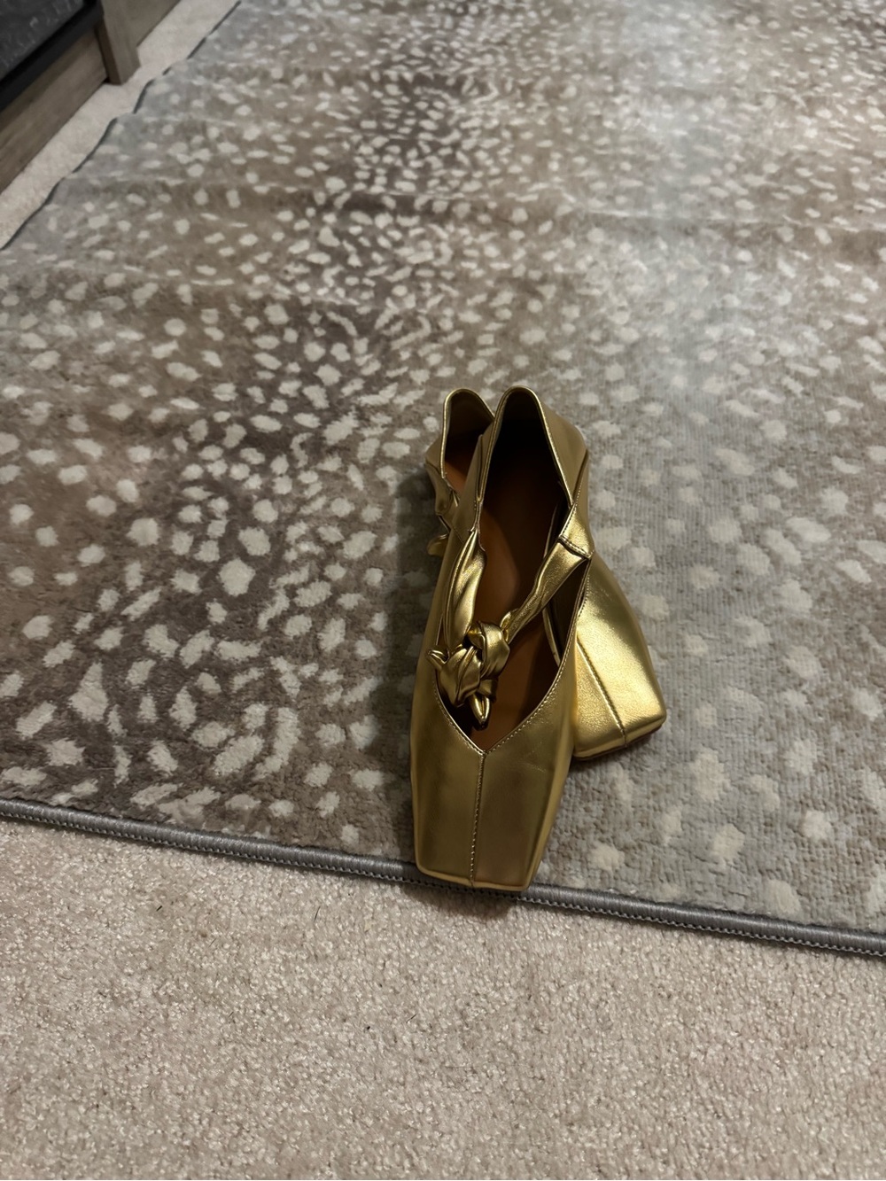 Gold Square-Toe Flats EU 38 NWOT